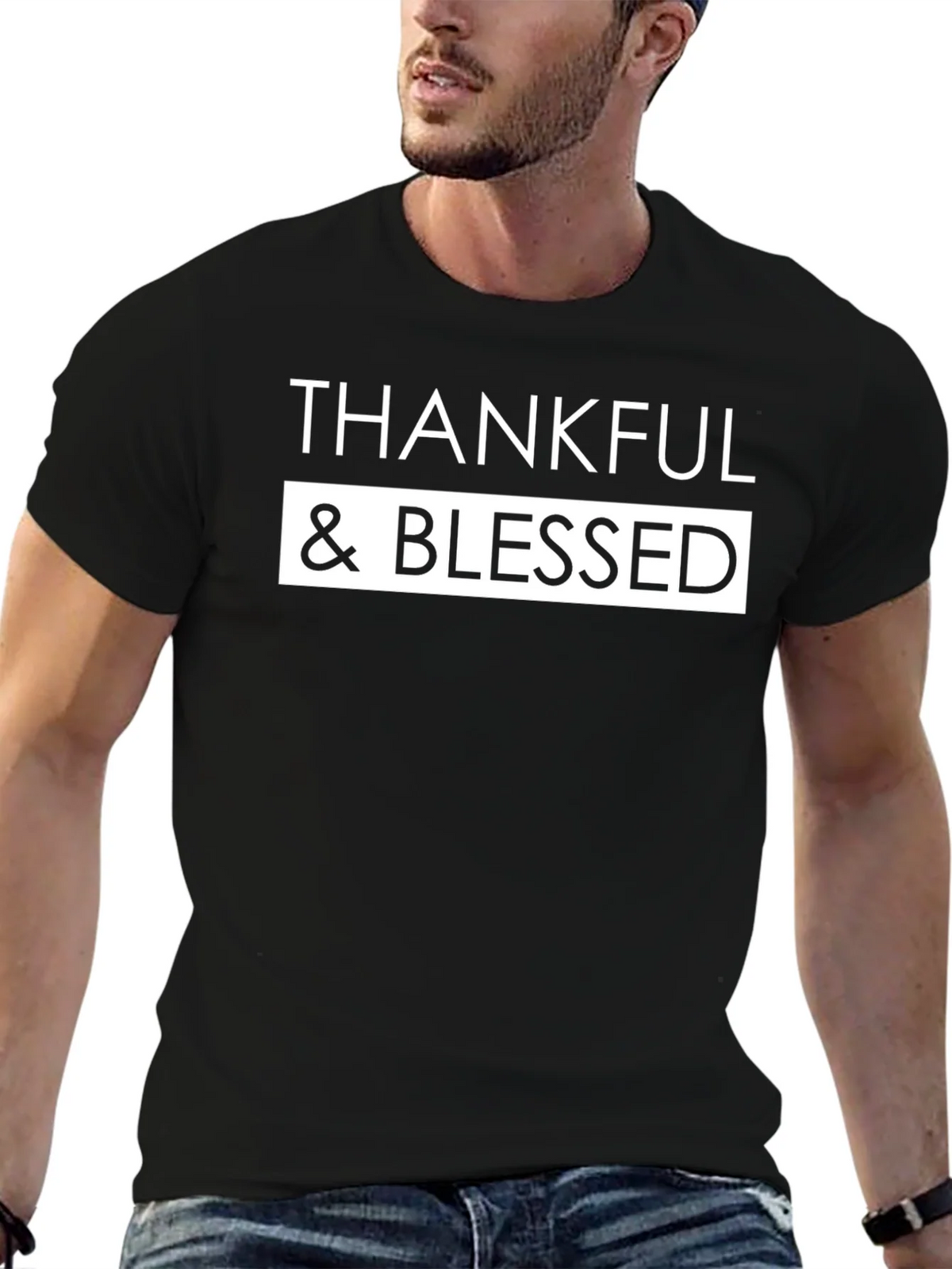 Thankful & Blessed Black Graphic Tee