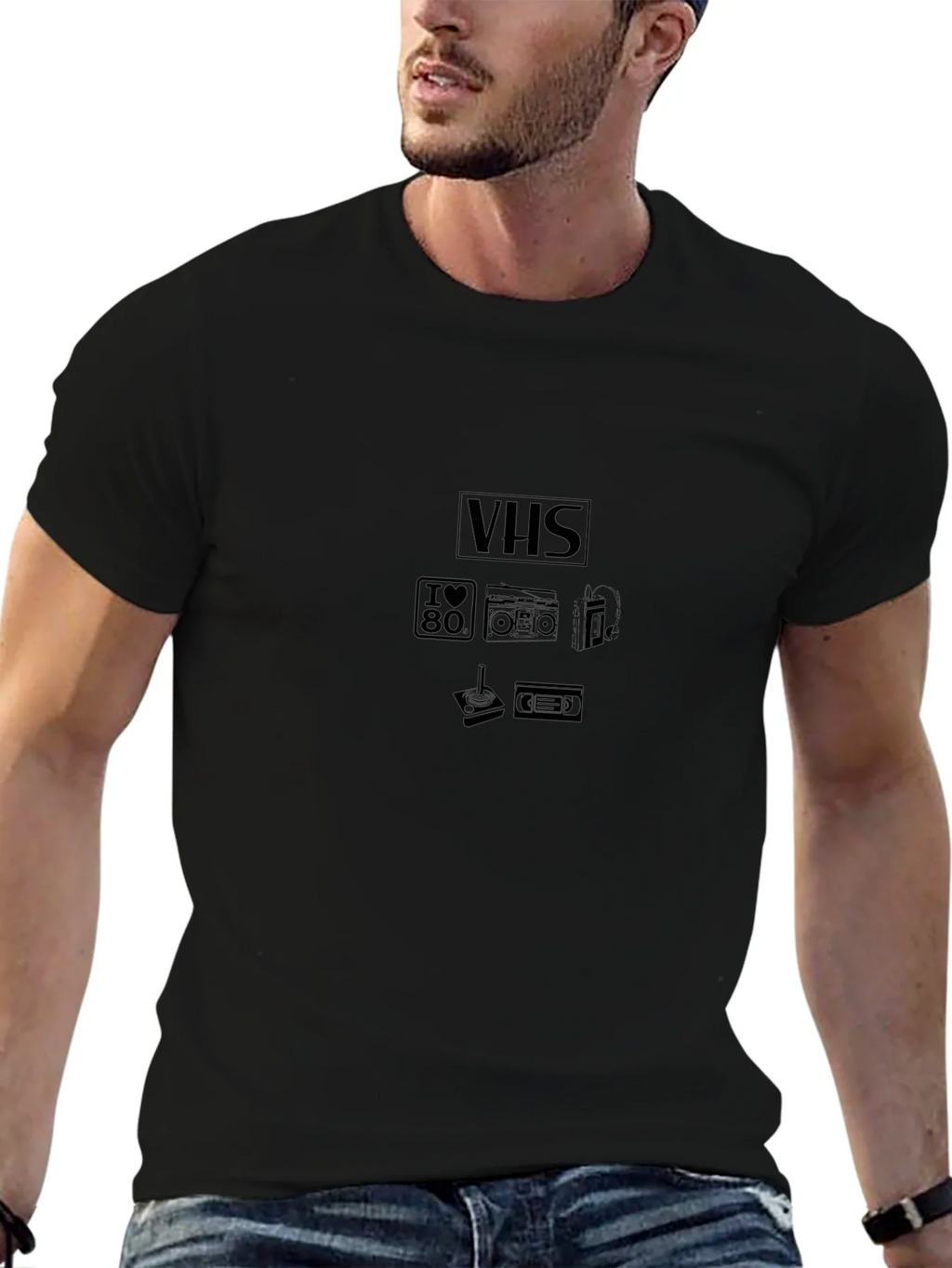 Retro VHS Era Graphic Tee - Black