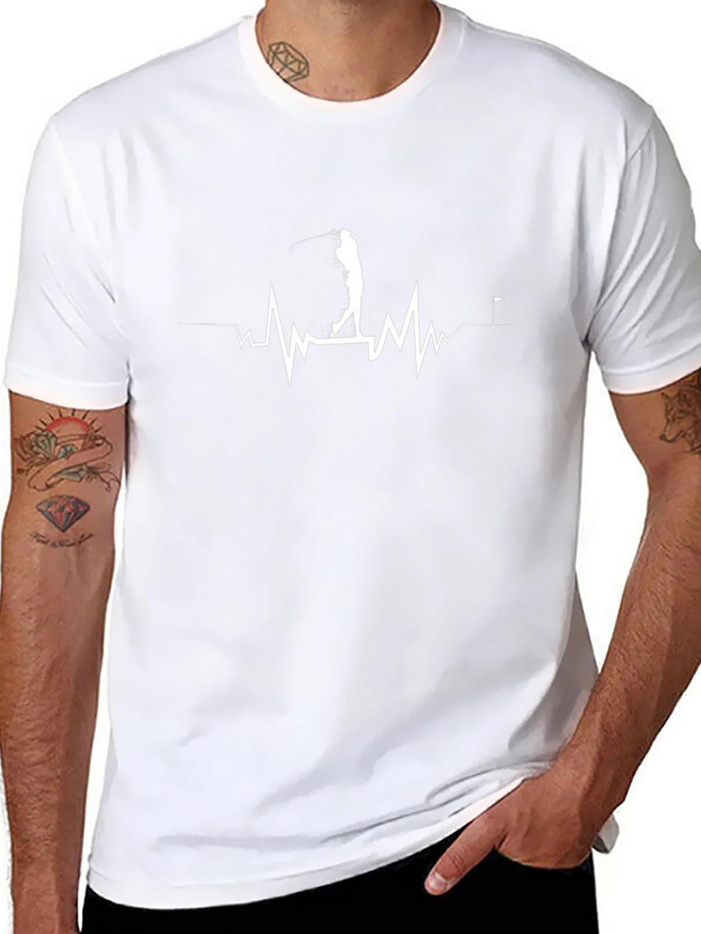 Golf Heartbeat T-Shirt - Black Graphic Tee