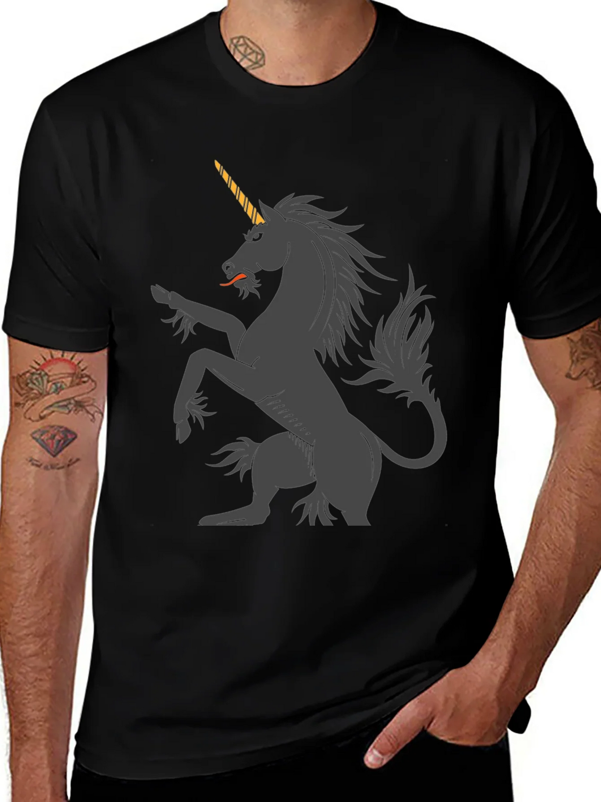 Black Unicorn Graphic Tee - Mens Fashion