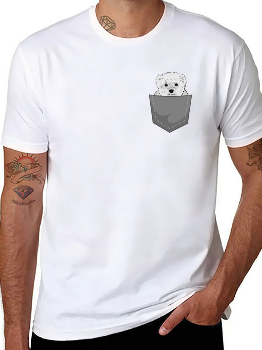 Pocket Dog Tee - Cute Maltese Graphic T-Shirt
