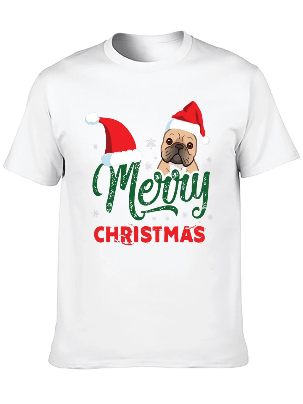 Merry Christmas Dog Santa Hat Graphic T-Shirt