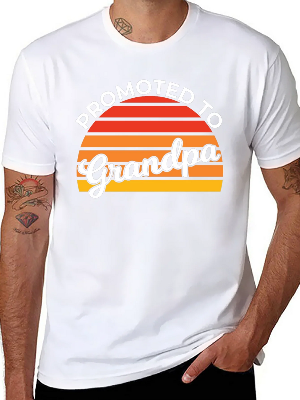 Promoted to Grandpa Graphic Tee - Retro Sunset Style