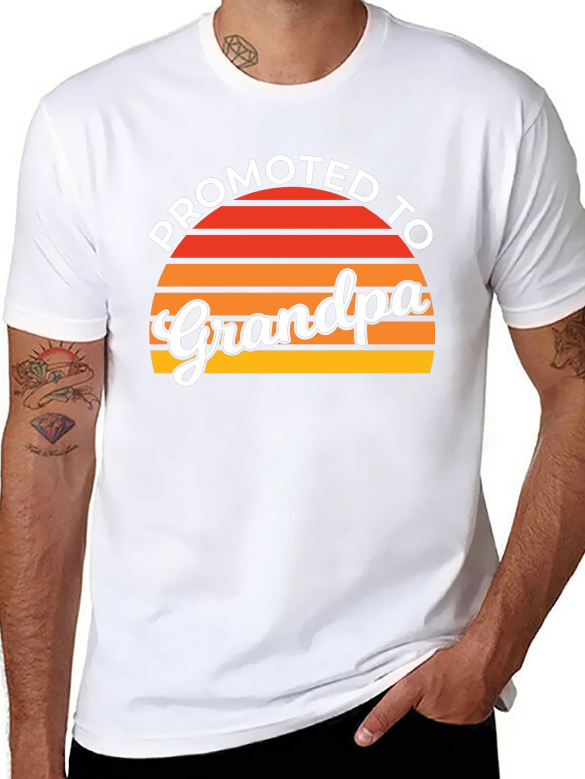 Promoted to Grandpa Graphic Tee - Retro Sunset Style