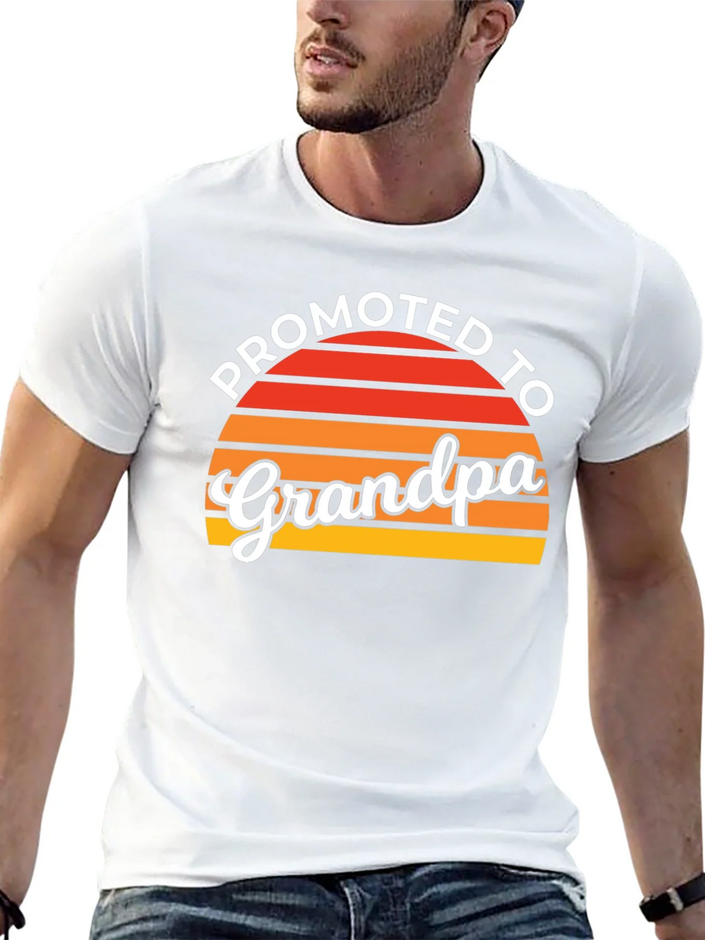 Promoted to Grandpa Graphic Tee - Retro Sunset Style