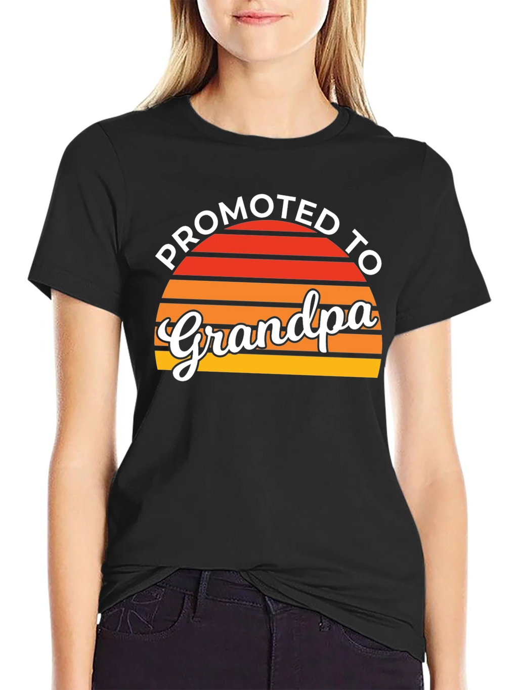 Promoted to Grandpa Graphic Tee - Retro Sunset Style