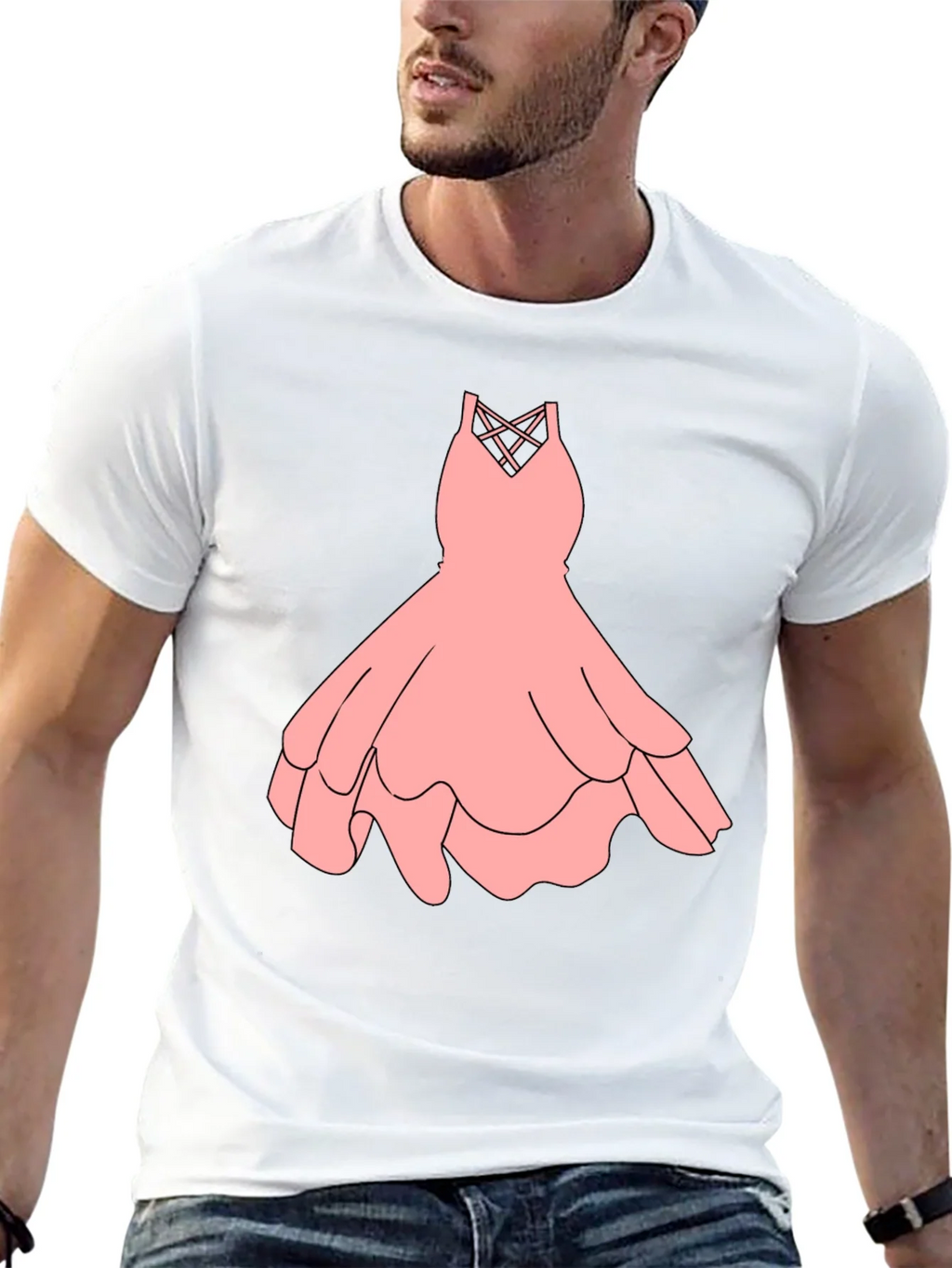 Black Tee with Pink Dress Graphic