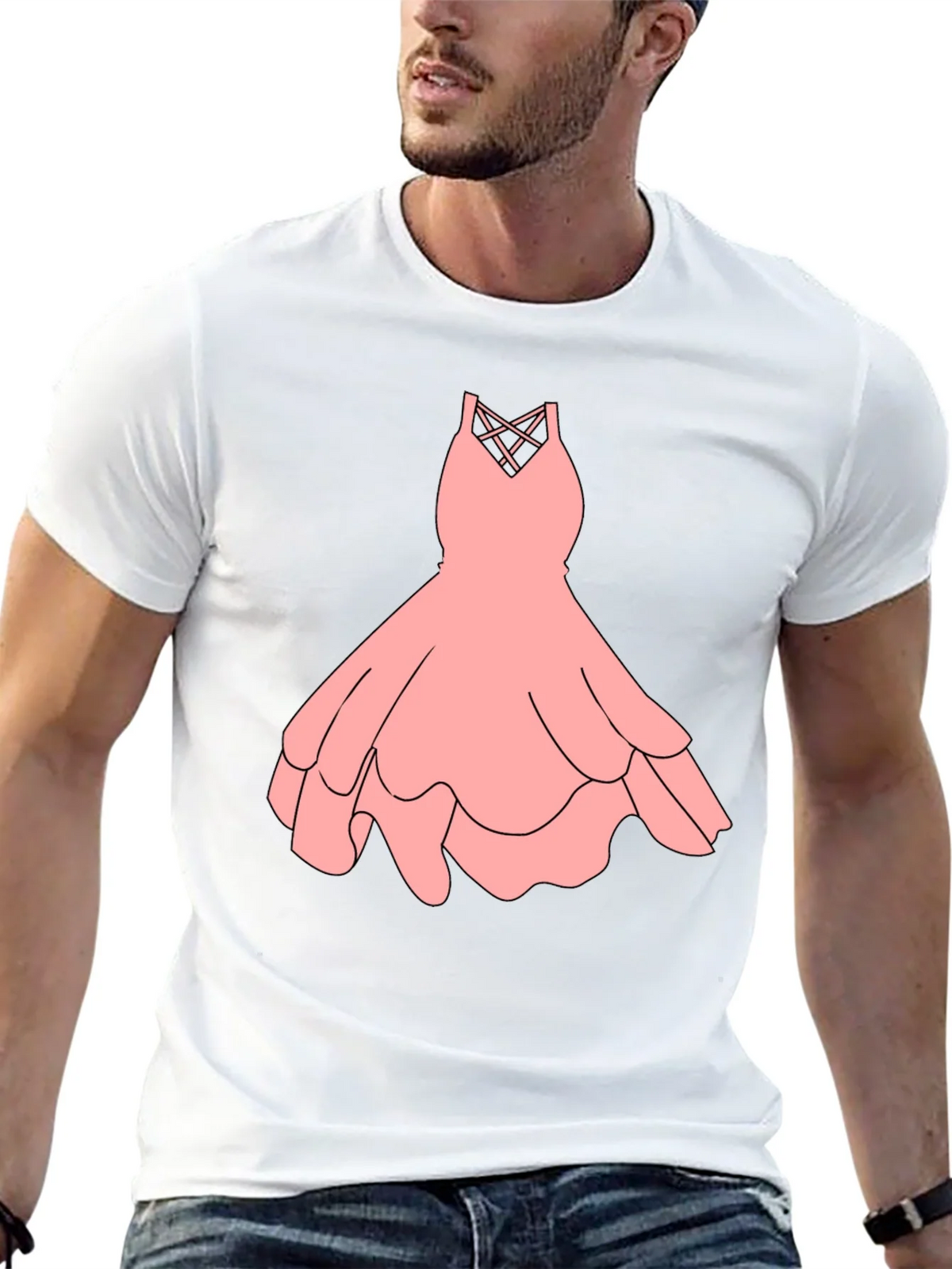 Black Tee with Pink Dress Graphic