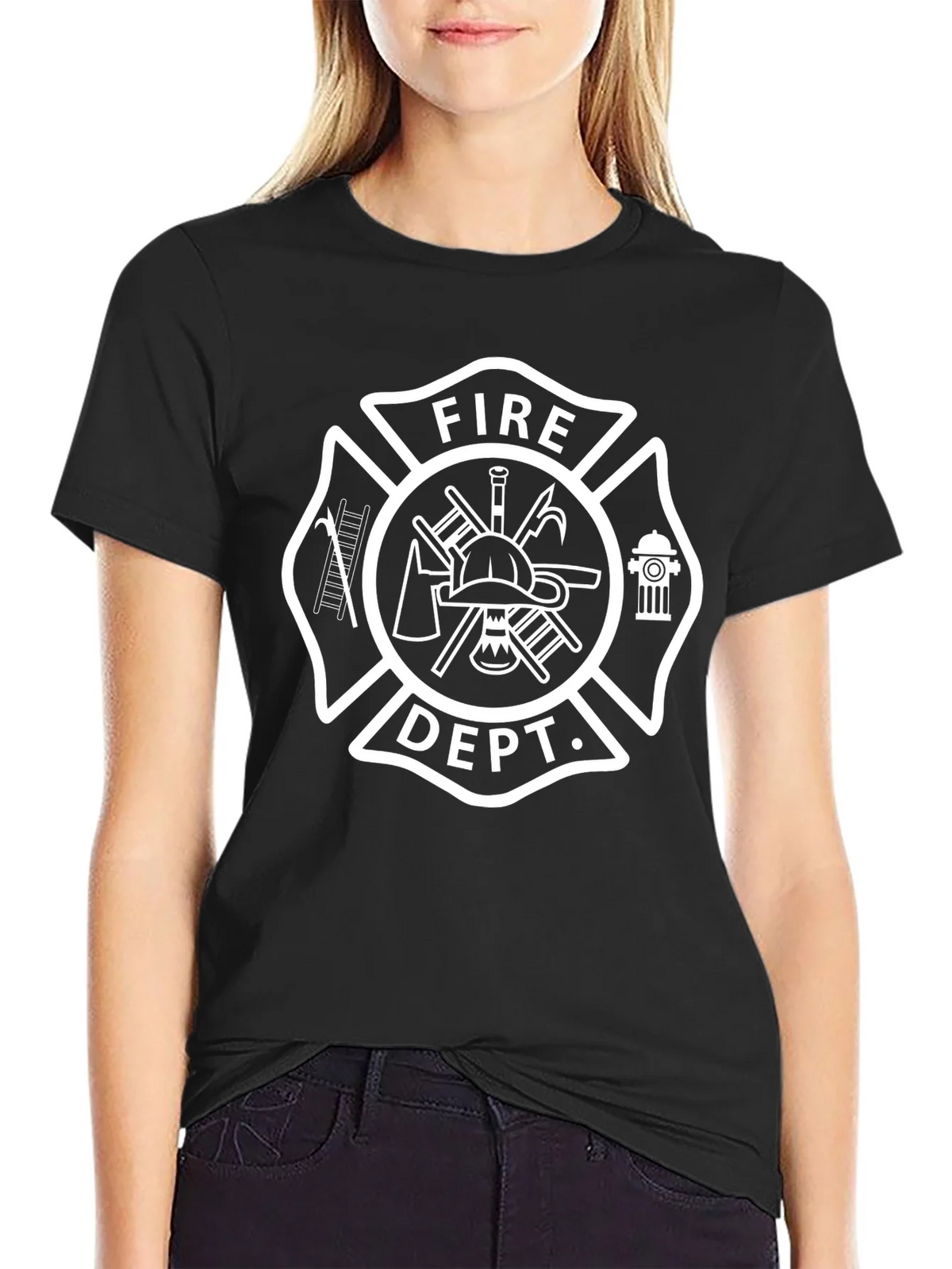 Fire Dept. Emblem Black T-Shirt