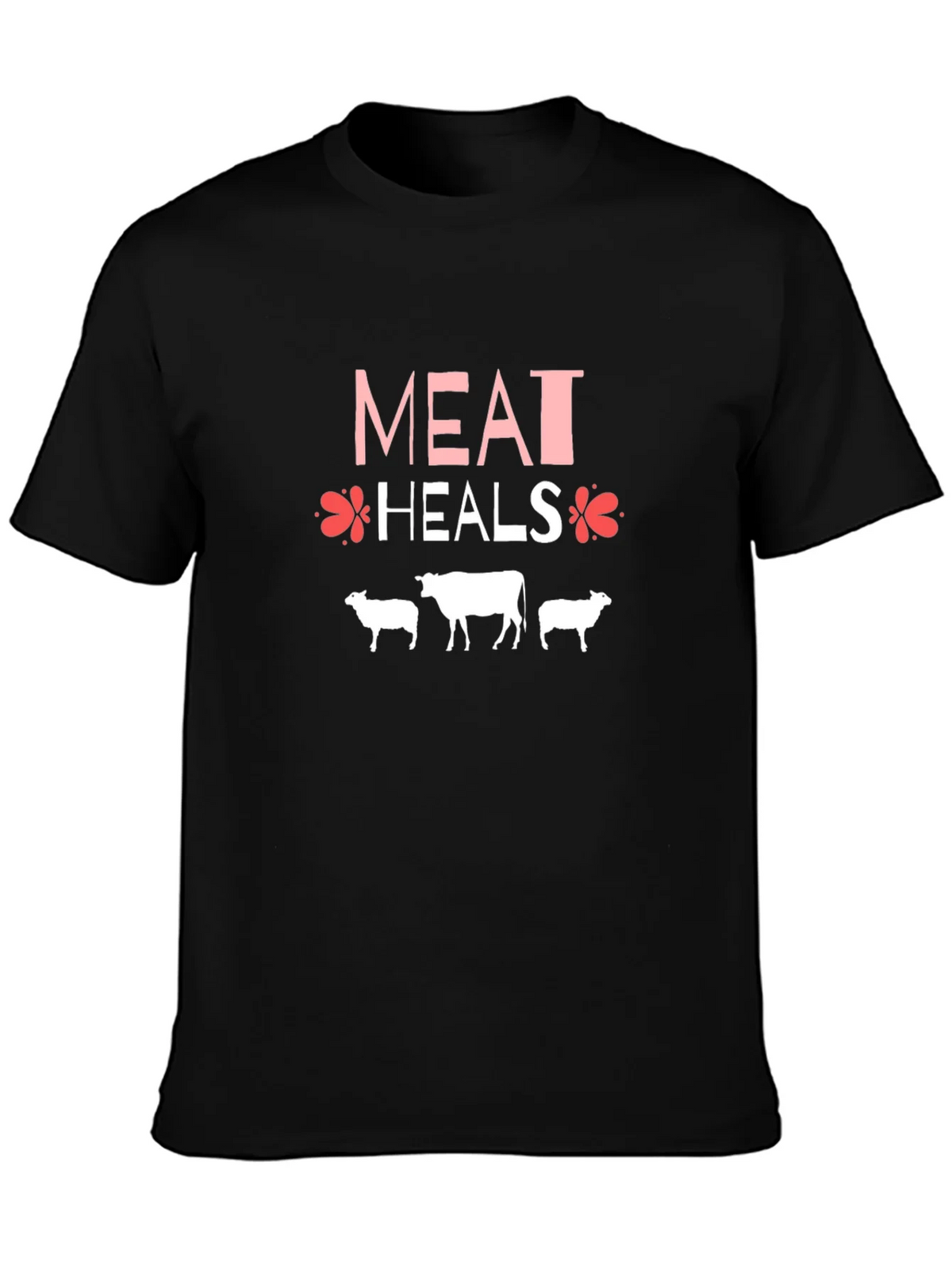 Meat Heals T-Shirt Black Cotton Blend Casual