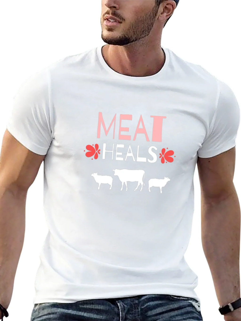 Meat Heals T-Shirt Black Cotton Blend Casual