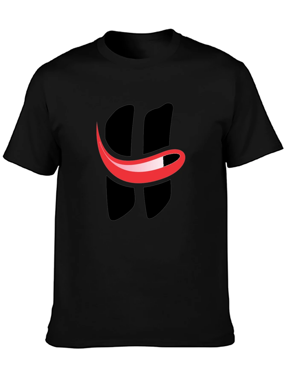 Smiley Face Graphic Tee - Black Cotton T-Shirt