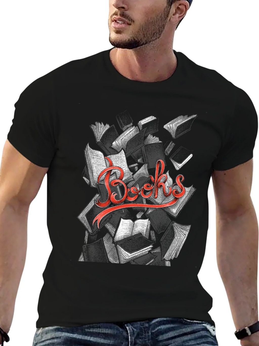 Unique Books Graphic Black T-Shirt