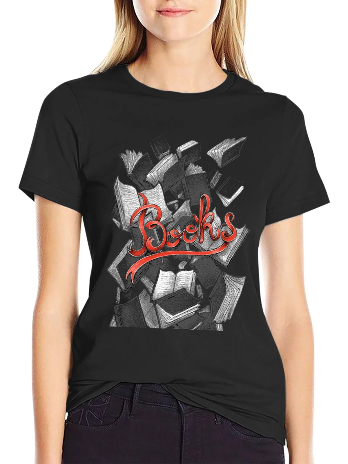 Unique Books Graphic Black T-Shirt