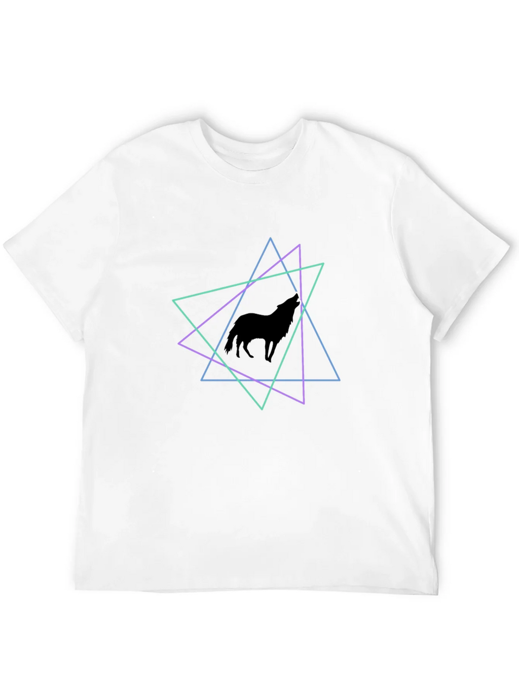 Geometric Wolf T-Shirt - Black