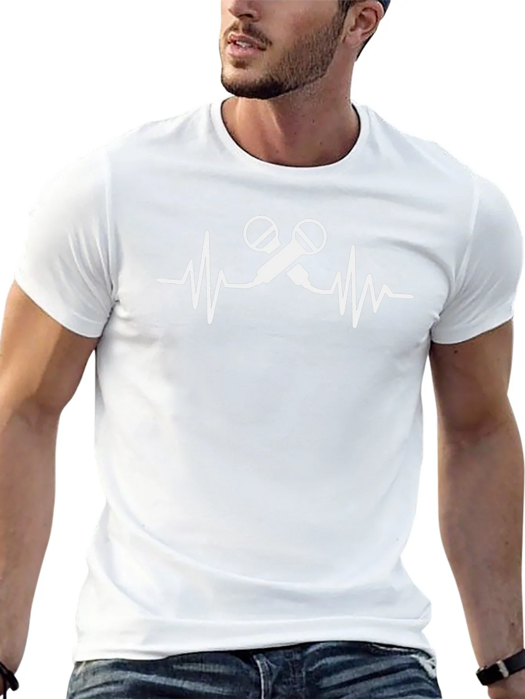 Microphone Heartbeat Black T-Shirt