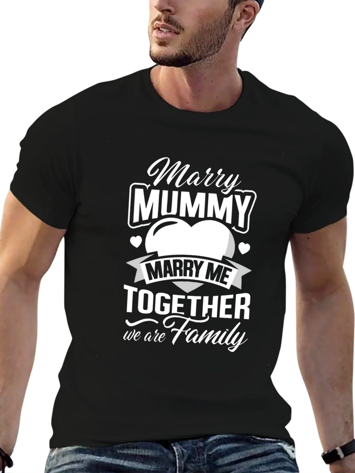 Marry Mummy Together Family Black T-Shirt