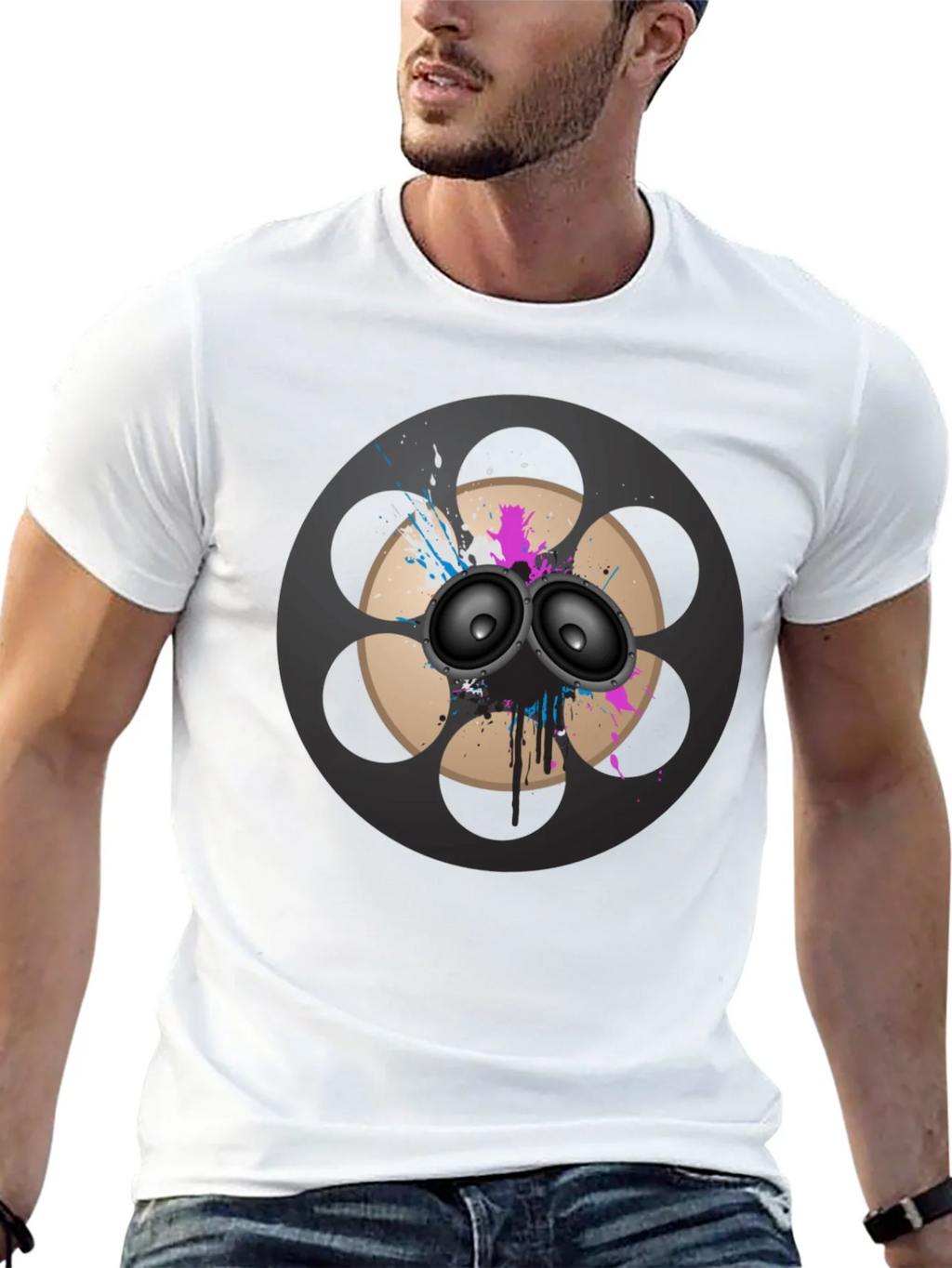 Retro Film Reel Speaker Graphic T-Shirt