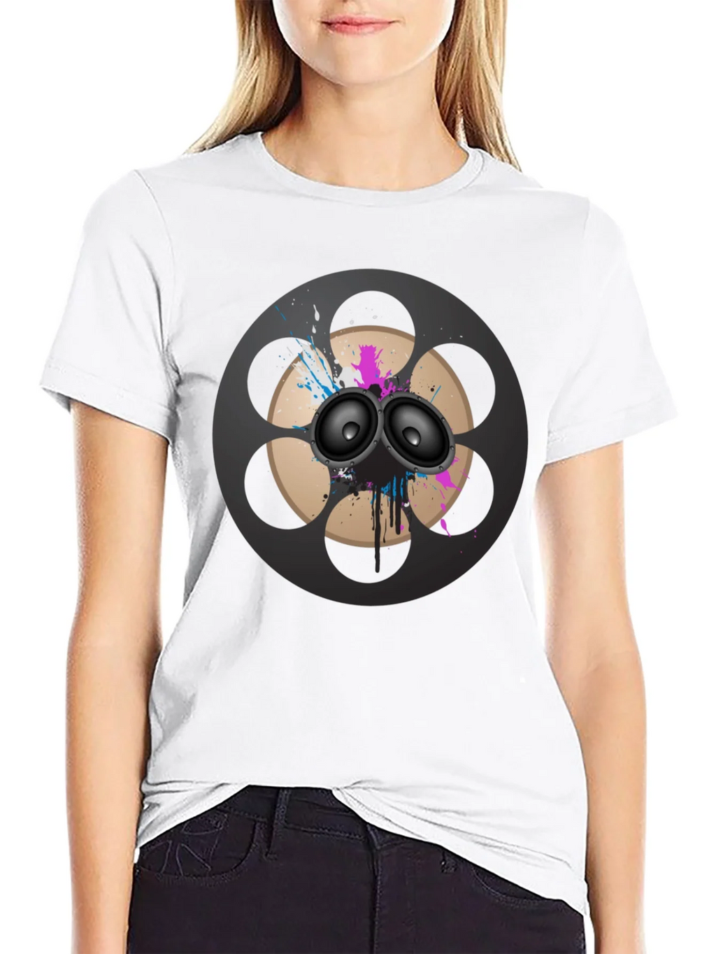 Retro Film Reel Speaker Graphic T-Shirt