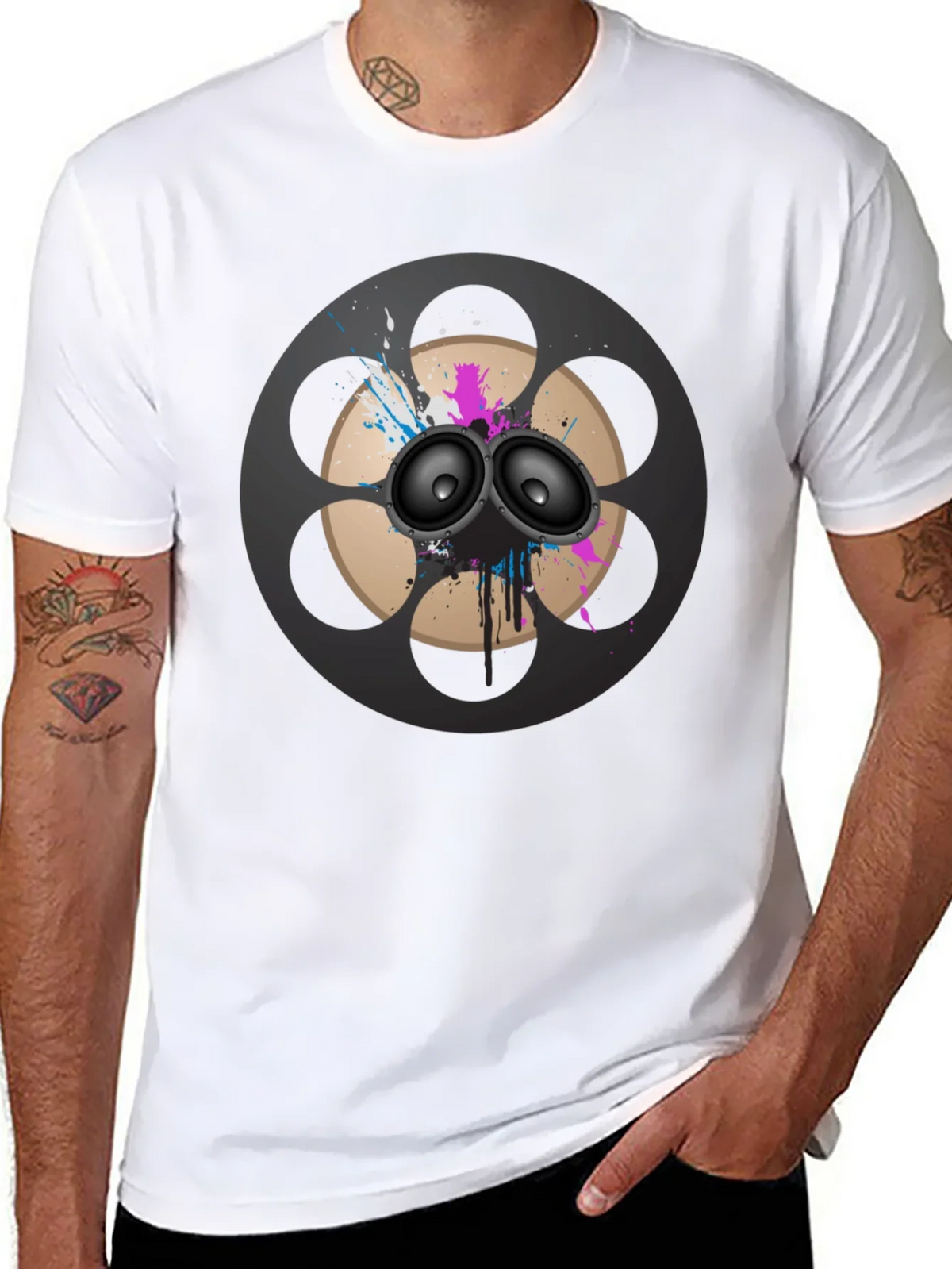 Retro Film Reel Speaker Graphic T-Shirt