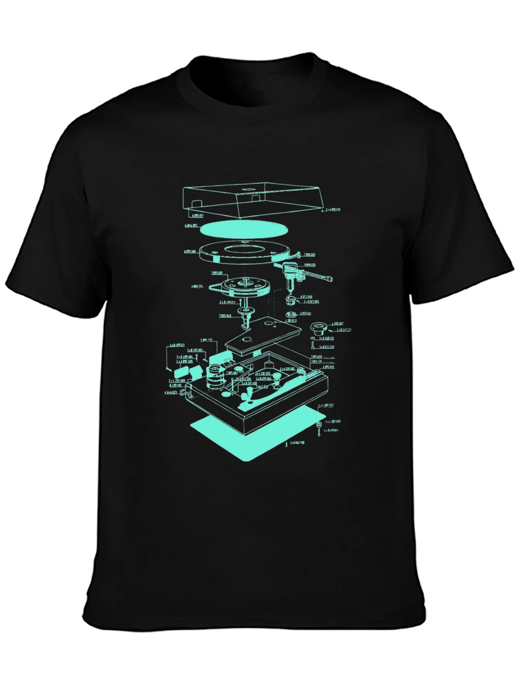 Turntable Schematic Graphic Tee - Cool Music Lover Design
