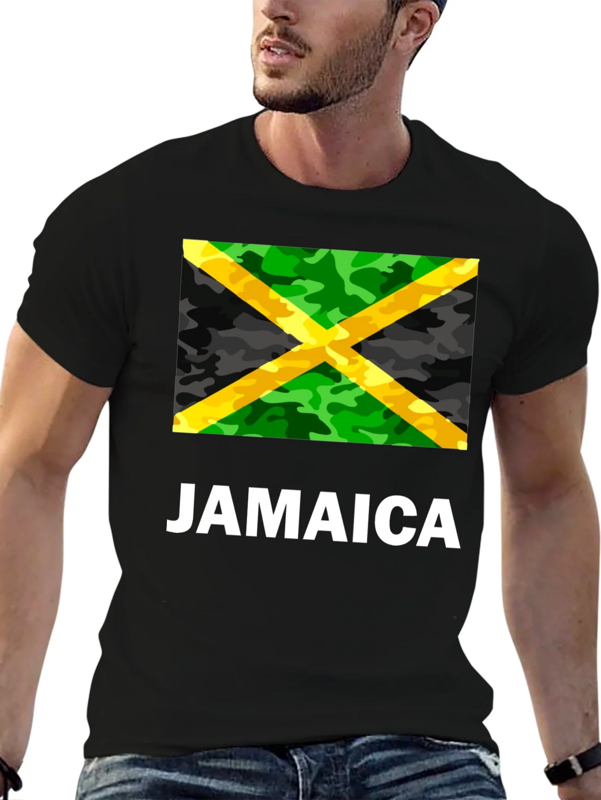 Jamaica Flag Camo Print T-Shirt