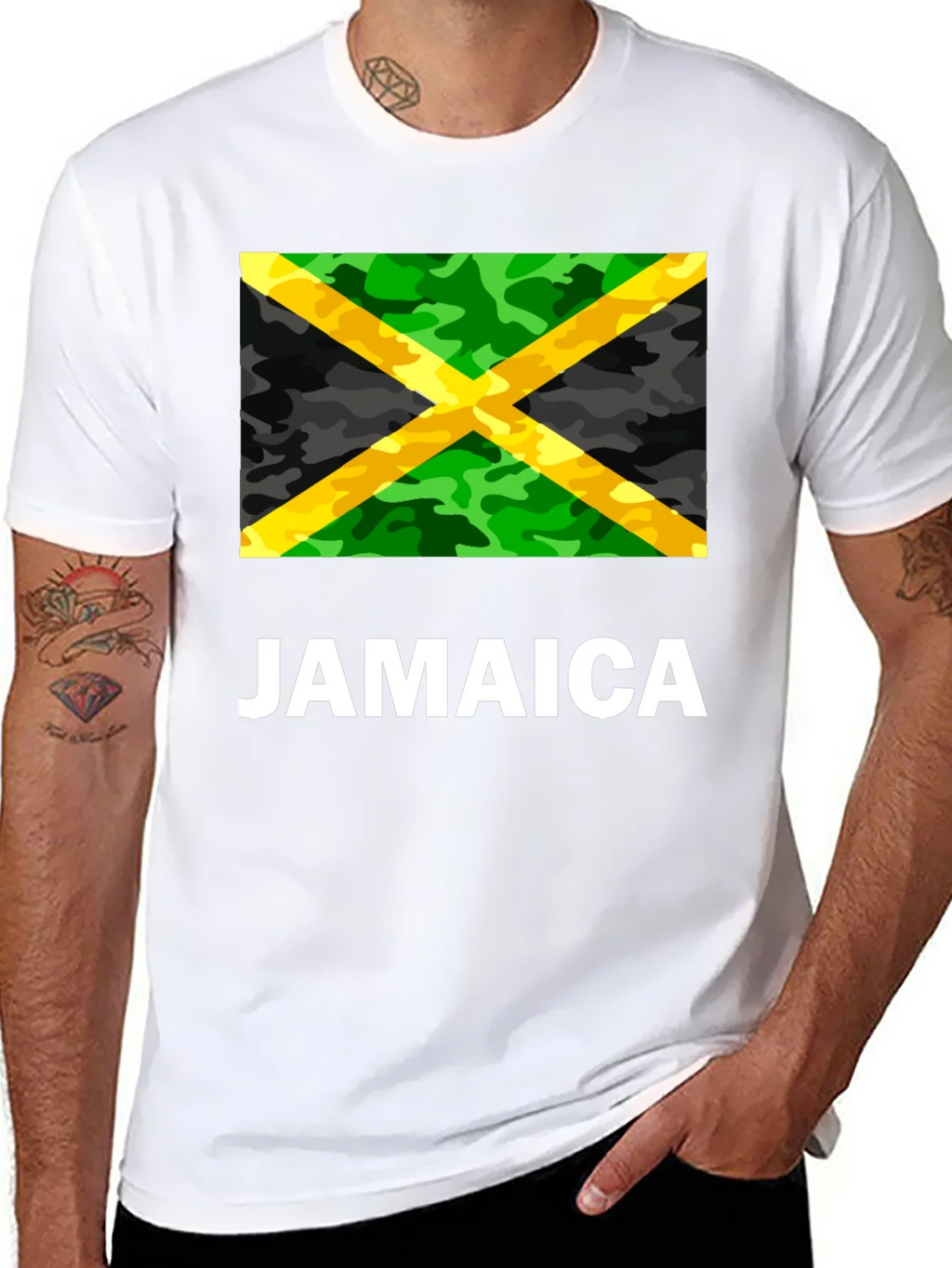 Jamaica Flag Camo Print T-Shirt