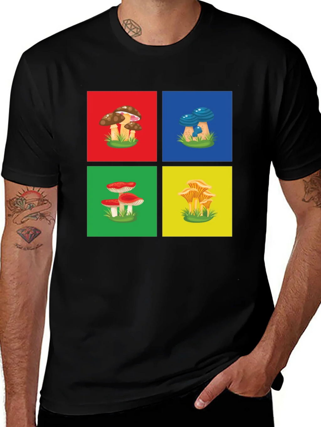 Mushroom Art Graphic T-Shirt - Funky Nature Tee