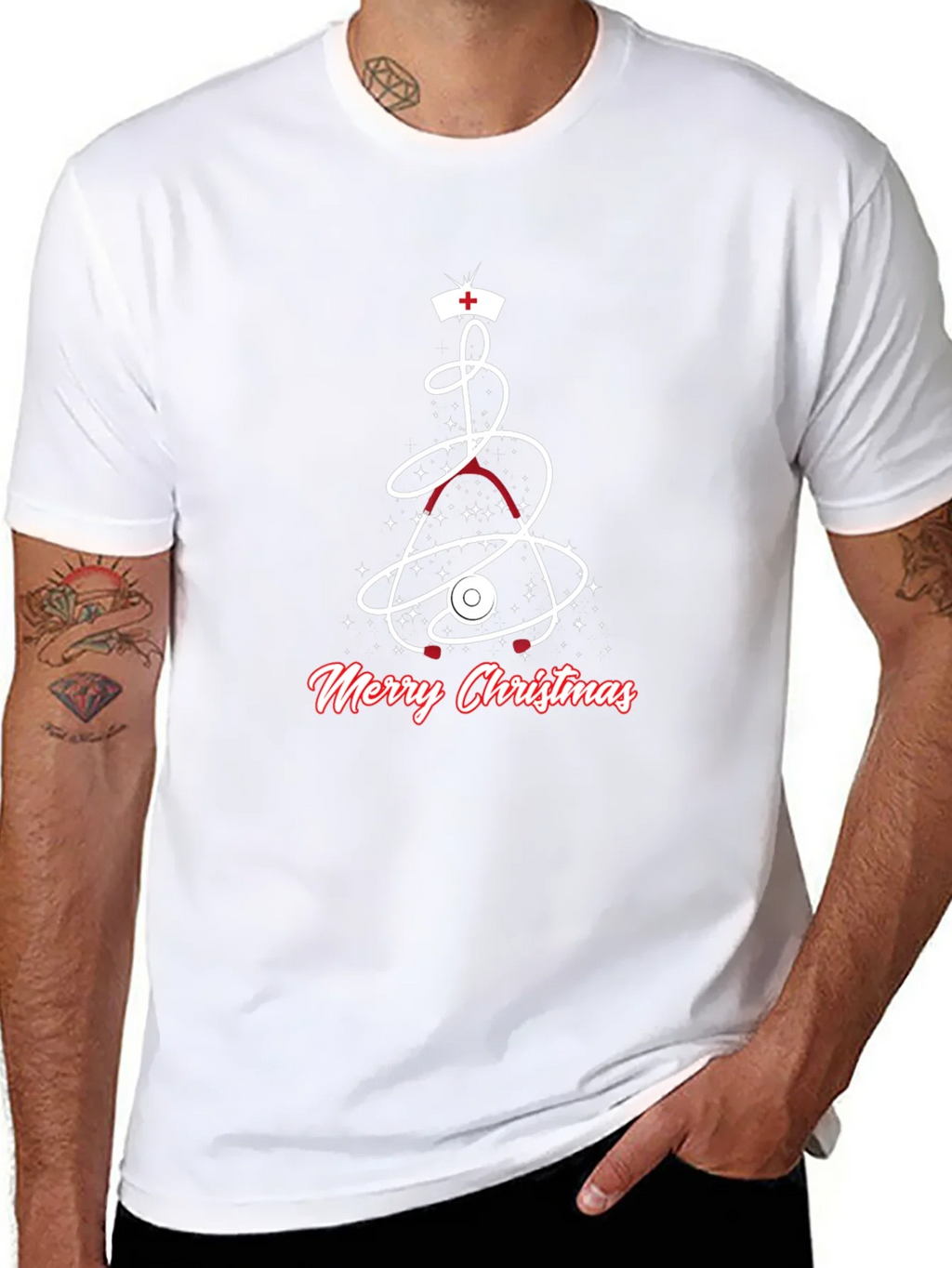 Medical Christmas T-Shirt - Nurse Stethoscope Holiday Tee