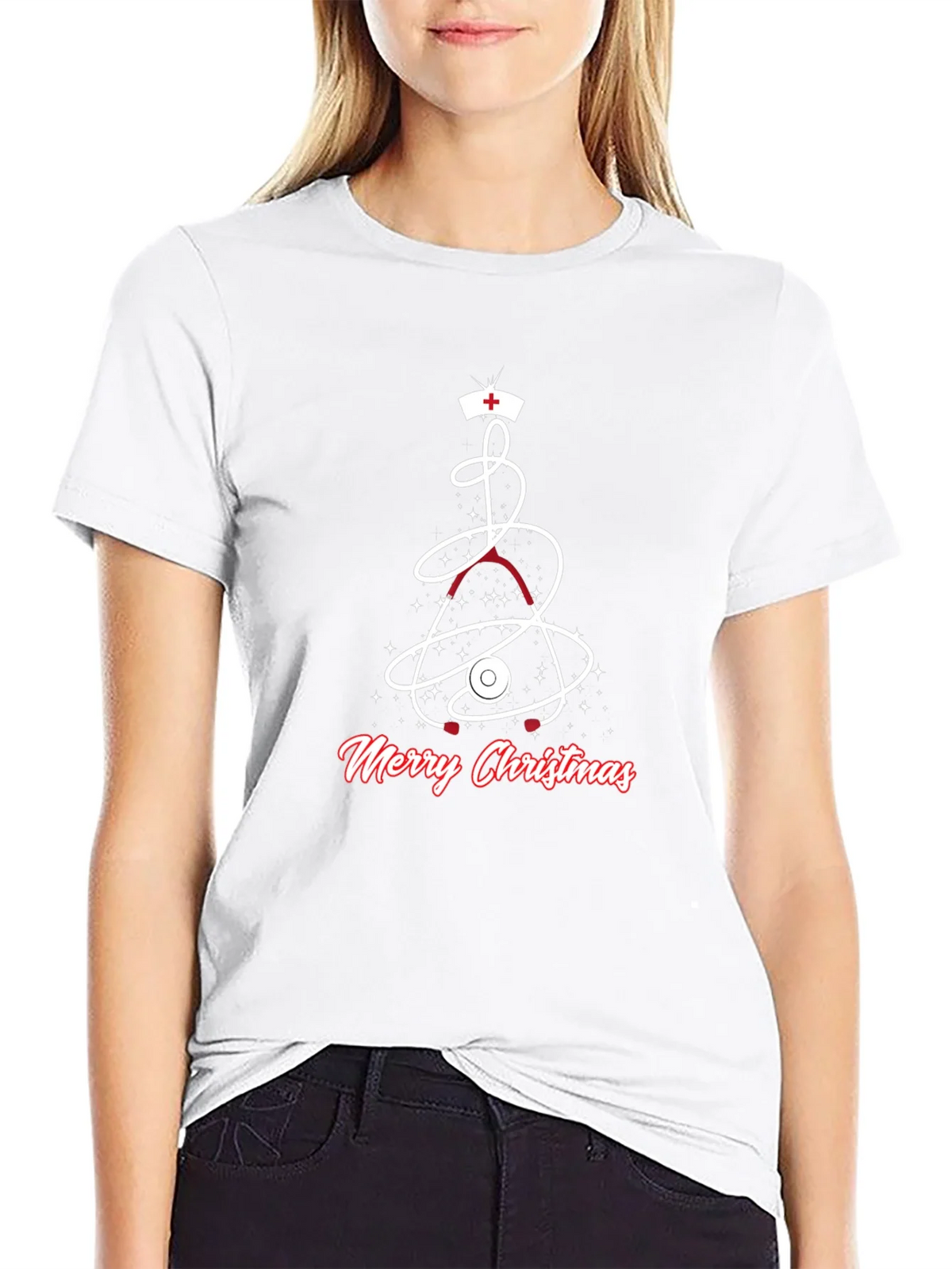 Medical Christmas T-Shirt - Nurse Stethoscope Holiday Tee