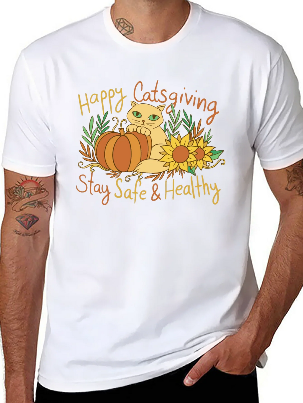 Happy Catsgiving T-Shirt - Stay Safe & Healthy