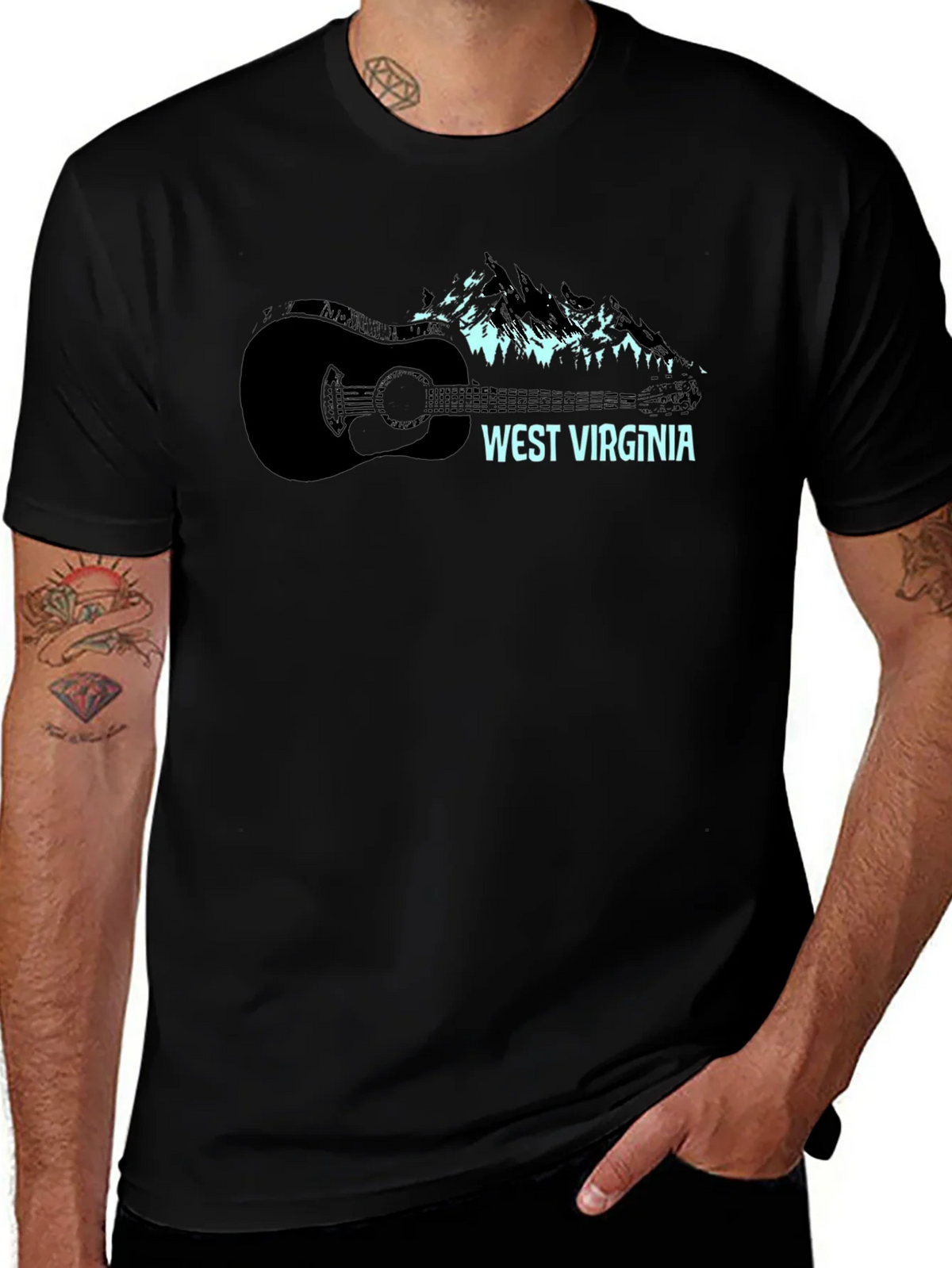 West Virginia Guitar & Mountain Graphic Tee