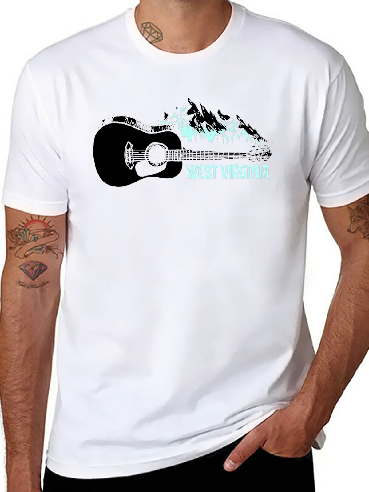 West Virginia Guitar & Mountain Graphic Tee