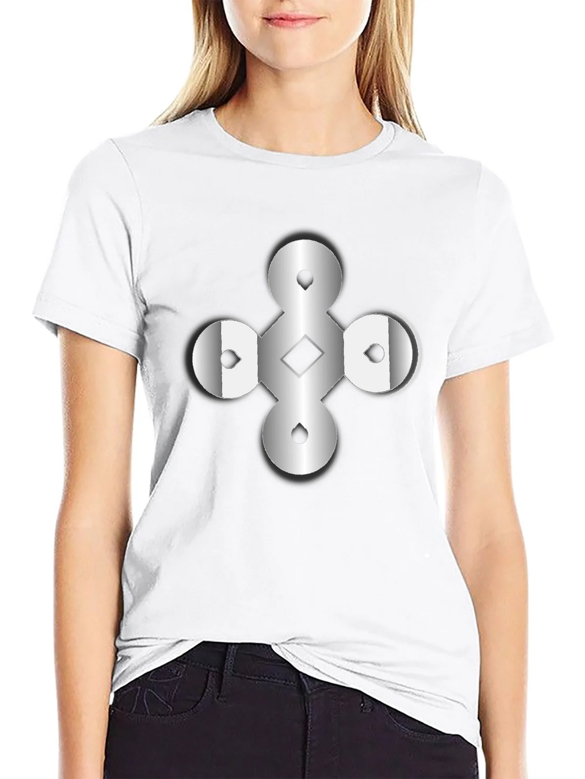 Abstract Geometric Graphic Print Black T-Shirt