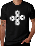 Abstract Geometric Graphic Print Black T-Shirt