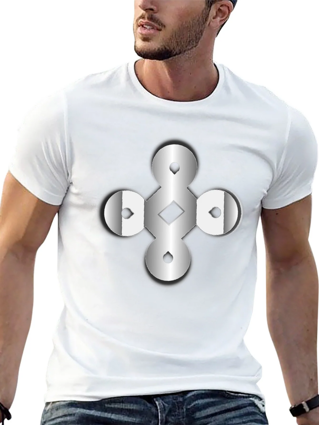 Abstract Geometric Graphic Print Black T-Shirt